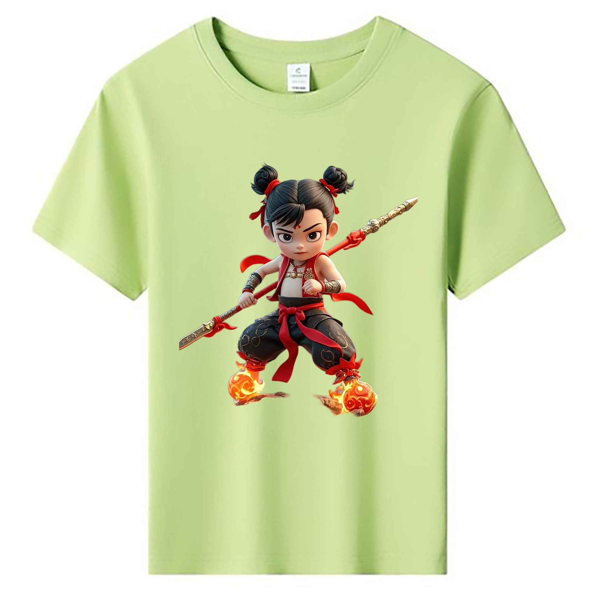 （画像用） Ne Zha 2 ナタ 魔童の大暴れ 綿100％キッズTシャツ（フロントプリント）